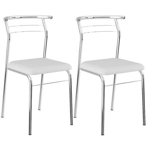 Tamanhos, Medidas e Dimensões do produto Conjunto de 2 Cadeiras Napa Cromado 1708 – Carraro - Branco
