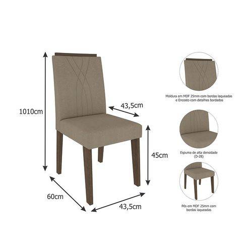 Tamanhos, Medidas e Dimensões do produto Conjunto de 2 Cadeiras Nicole - Cimol - Marrocos / Caramelo