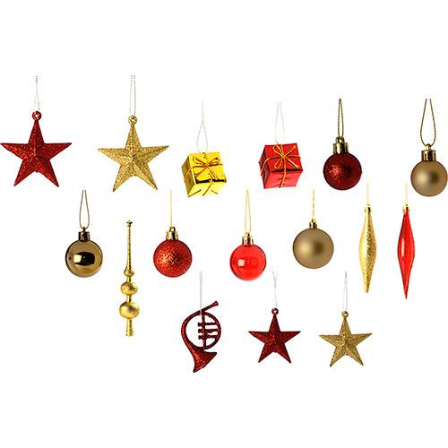 Tamanhos, Medidas e Dimensões do produto Conjunto de Enfeites Dourados e Vermelhos 75 Unidades - Orb Christmas