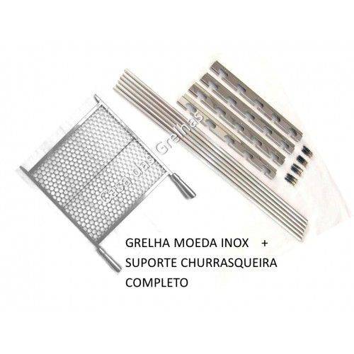 Tamanhos, Medidas e Dimensões do produto Conjunto de Grelha Moeda Inox 50x50 com Suporte para Grelha de Churrasqueira