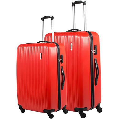 Tamanhos, Medidas e Dimensões do produto Conjunto de Malas 2 Peças (M e G) Vermelho em ABS e Cadeado Embutido - Travel Max