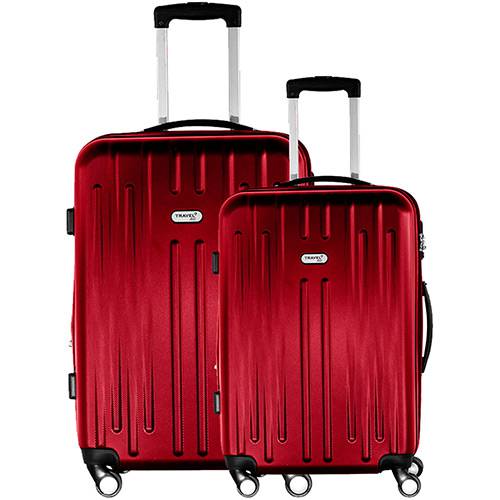 Tamanhos, Medidas e Dimensões do produto Conjunto de Malas 2 Peças (P e M) Vermelha em ABS e Cadeado Embutido - Travel Max