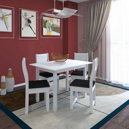 Tamanhos, Medidas e Dimensões do produto Conjunto de Mesa 1,10 com 4 Cadeiras Dubai Branca Preto Courino