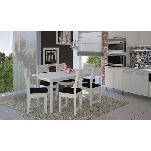 Tamanhos, Medidas e Dimensões do produto Conjunto de Mesa 1,50 com 6 Cadeiras Dubai Branca Preto Courino
