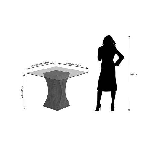 Tamanhos, Medidas e Dimensões do produto Conjunto de Mesa Andreia 100x100cm com 4 Cadeiras Milena - Cimol - Savana / Cacau