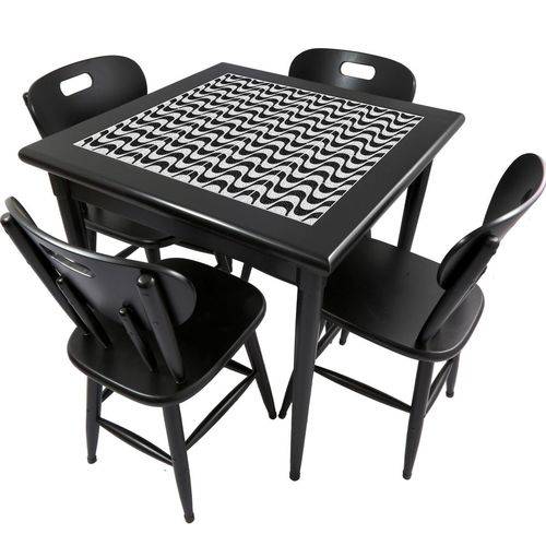 Tamanhos, Medidas e Dimensões do produto Conjunto de Mesa Boteco com 4 Cadeiras Azulejo Copacabana 80x80cm Preto - Tambo