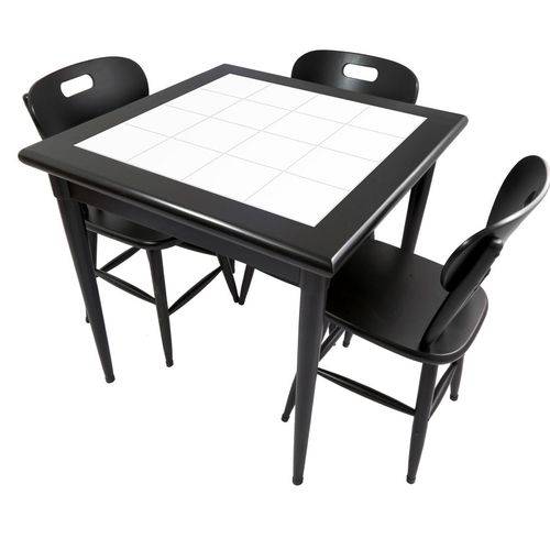 Tamanhos, Medidas e Dimensões do produto Conjunto de Mesa Boteco com 3 Cadeiras Azulejo Branco 80x80cm Preto - Tambo