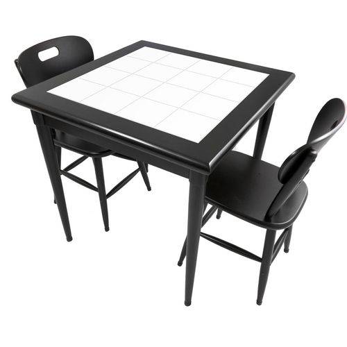 Tamanhos, Medidas e Dimensões do produto Conjunto de Mesa Boteco com 2 Cadeiras Azulejo Branco 80x80cm Preto - Tambo