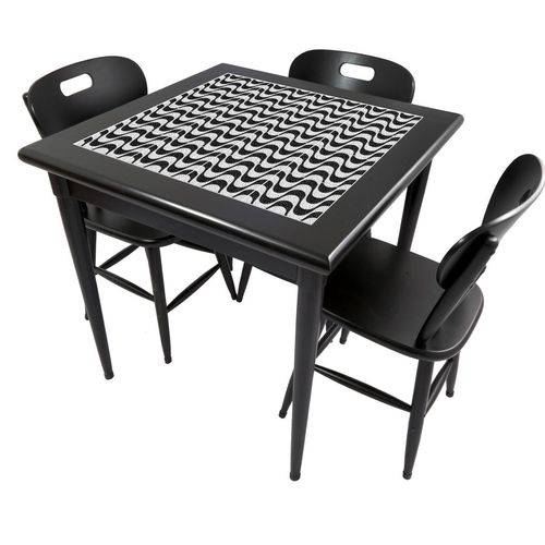 Tamanhos, Medidas e Dimensões do produto Conjunto de Mesa Boteco com 3 Cadeiras Azulejo Copacabana 80x80cm Preto - Tambo