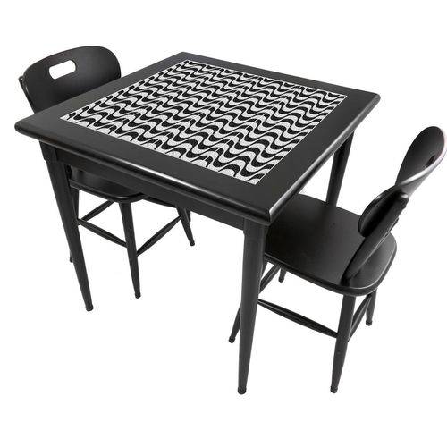 Tamanhos, Medidas e Dimensões do produto Conjunto de Mesa Boteco com 2 Cadeiras Azulejo Copacabana 80x80cm Preto - Tambo
