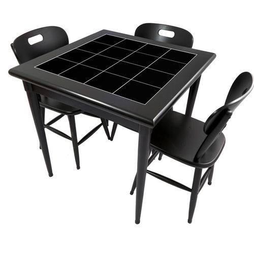 Tamanhos, Medidas e Dimensões do produto Conjunto de Mesa Boteco com 3 Cadeiras Azulejo Preto e Madeira 80x80cm Preto - Tambo