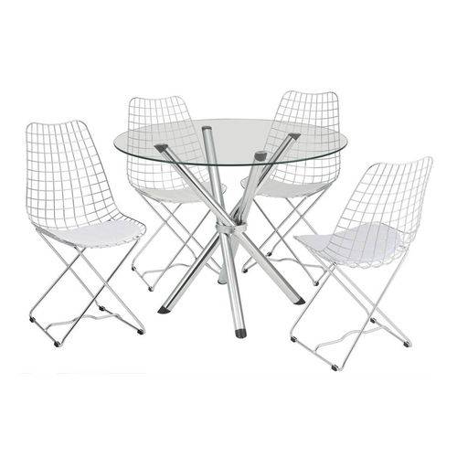Tamanhos, Medidas e Dimensões do produto Conjunto de Mesa com 4 Cadeiras Ana Carolina Corino Branco e Cromado - Única