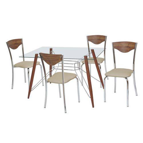 Tamanhos, Medidas e Dimensões do produto Conjunto de Mesa com 4 Cadeiras Bárbara Corino Marrom e Cromado - Única