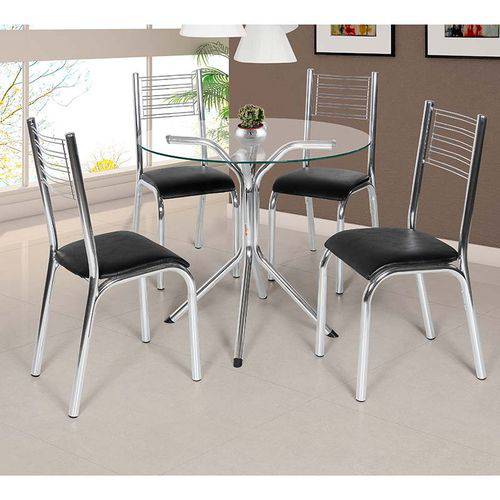 Tamanhos, Medidas e Dimensões do produto Conjunto de Mesa com 4 Cadeiras - Camila - Ciplafe - Preto