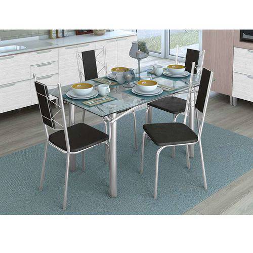 Tamanhos, Medidas e Dimensões do produto Conjunto de Mesa com 4 Cadeiras Diana Cromado com Preto