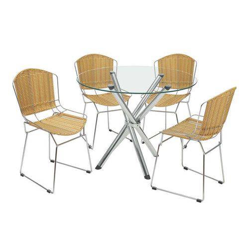 Tamanhos, Medidas e Dimensões do produto Conjunto de Mesa com 4 Cadeiras Erika Junco Sintético Cromado - Única