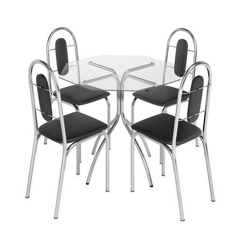 Tamanhos, Medidas e Dimensões do produto Conjunto de Mesa com 4 Cadeiras Estrela Aço Cromado