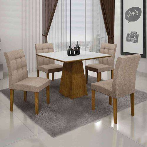 Tamanhos, Medidas e Dimensões do produto Conjunto de Mesa com 4 Cadeiras Itália I Canela e Bege