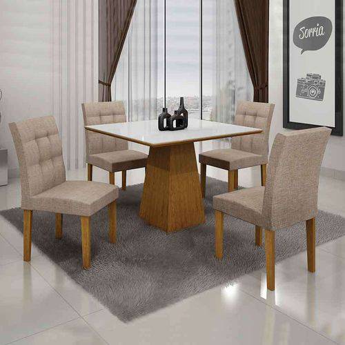 Tamanhos, Medidas e Dimensões do produto Conjunto de Mesa com 4 Cadeiras Itália I Imbuia Mel e Bege