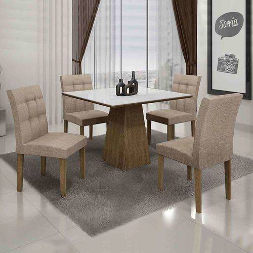 Tamanhos, Medidas e Dimensões do produto Conjunto de Mesa com 4 Cadeiras Itália I Ypê e Bege