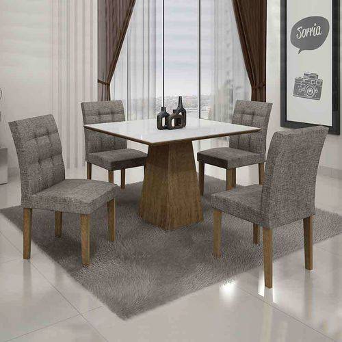 Tamanhos, Medidas e Dimensões do produto Conjunto de Mesa com 4 Cadeiras Itália I Ypê e Cinza