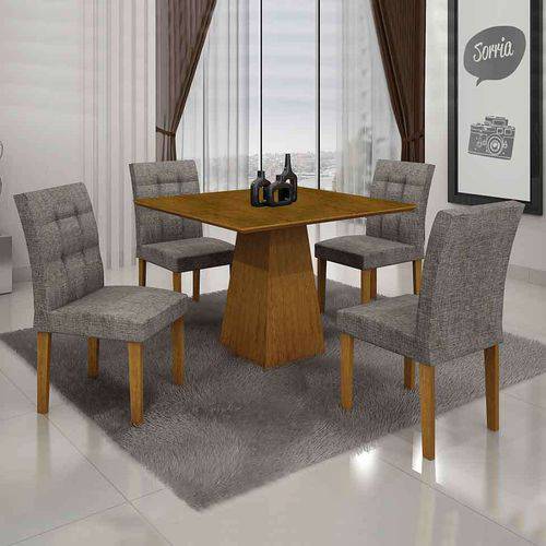 Tamanhos, Medidas e Dimensões do produto Conjunto de Mesa com 4 Cadeiras Itália Iii Linho Imbuia Mel e Cinza
