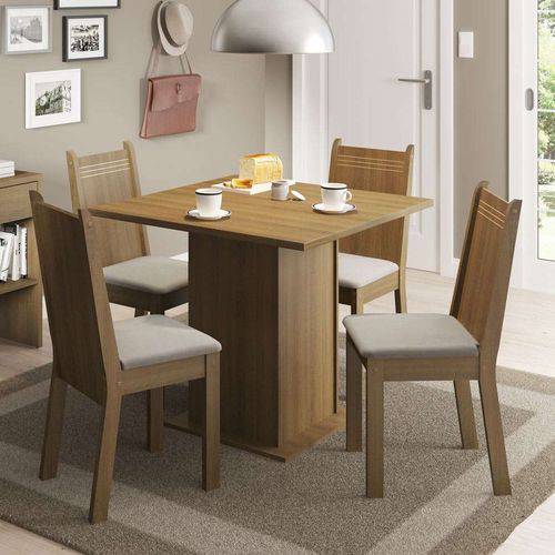Tamanhos, Medidas e Dimensões do produto Conjunto de Mesa com 4 Cadeiras Kate Suede Rustic e Pérola