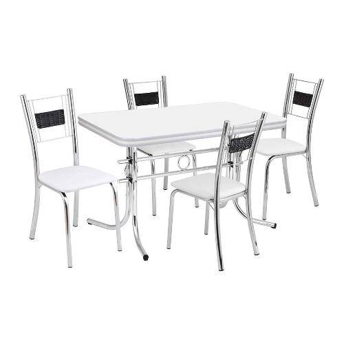 Tamanhos, Medidas e Dimensões do produto Conjunto de Mesa com 4 Cadeiras Katia Prata e Branco - Única