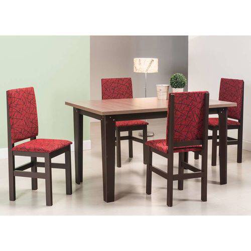 Tamanhos, Medidas e Dimensões do produto Conjunto de Mesa com 4 Cadeiras Leal Tabaco e Vermelho