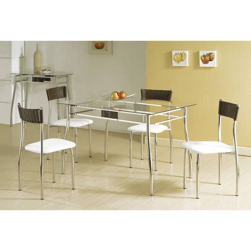 Tamanhos, Medidas e Dimensões do produto Conjunto de Mesa com 4 Cadeiras Lua Prata e Branco e Marrom