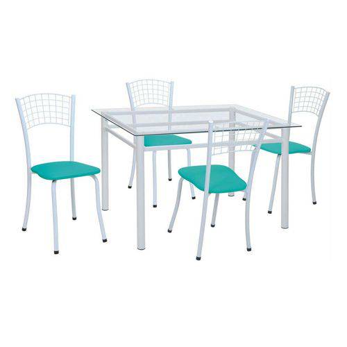 Tamanhos, Medidas e Dimensões do produto Conjunto de Mesa com 4 Cadeiras Marília Corino Azul e Branco - Única