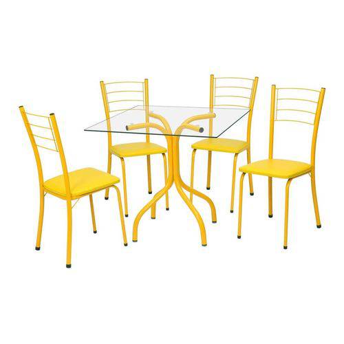 Tamanhos, Medidas e Dimensões do produto Conjunto de Mesa com 4 Cadeiras Mira Corino Amarelo - Única