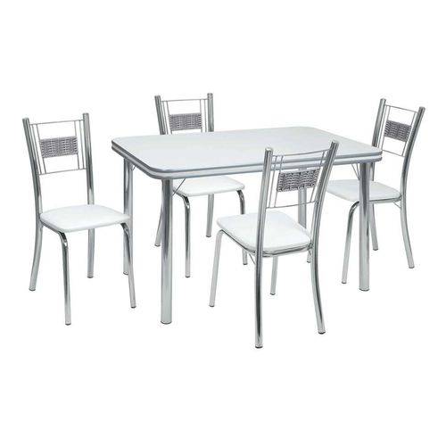 Tamanhos, Medidas e Dimensões do produto Conjunto de Mesa com 4 Cadeiras Mirela Corino Branco e Cromado - Única