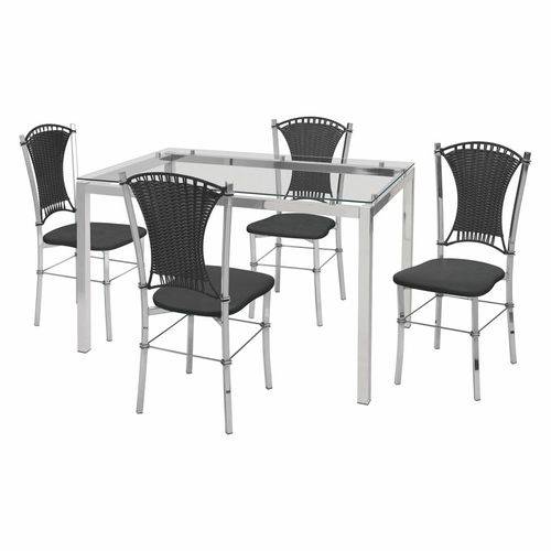 Tamanhos, Medidas e Dimensões do produto Conjunto de Mesa com 4 Cadeiras Natália Corino Preto e Cromado - Única