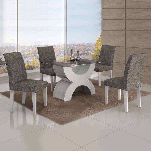 Tamanhos, Medidas e Dimensões do produto Conjunto de Mesa com 4 Cadeiras Olímpia Linho Branco e Cinza