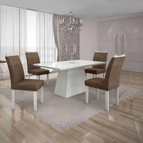 Tamanhos, Medidas e Dimensões do produto Conjunto de Mesa com 4 Cadeiras Pampulha I Branco e Marrom
