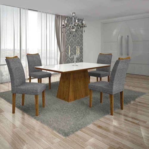 Tamanhos, Medidas e Dimensões do produto Conjunto de Mesa com 4 Cadeiras Pampulha I Canela e Cinza