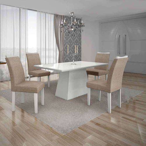 Tamanhos, Medidas e Dimensões do produto Conjunto de Mesa com 4 Cadeiras Pampulha Ii Branco e Bege