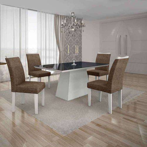 Tamanhos, Medidas e Dimensões do produto Conjunto de Mesa com 4 Cadeiras Pampulha Ii Branco e Marrom