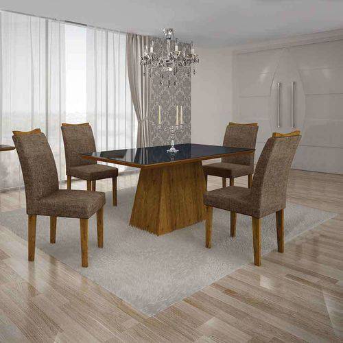 Tamanhos, Medidas e Dimensões do produto Conjunto de Mesa com 4 Cadeiras Pampulha Ii Canela e Marrom