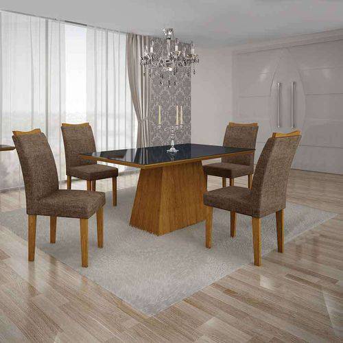 Tamanhos, Medidas e Dimensões do produto Conjunto de Mesa com 4 Cadeiras Pampulha Ii Imbuia Mel e Marrom