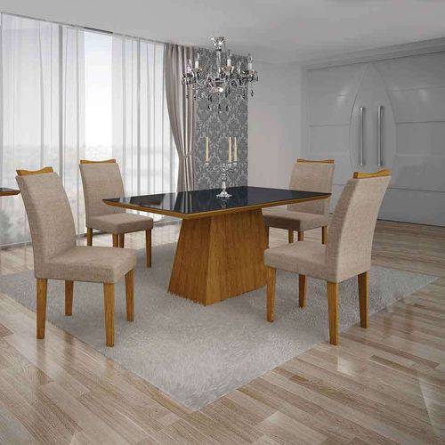 Tamanhos, Medidas e Dimensões do produto Conjunto de Mesa com 4 Cadeiras Pampulha Iv Imbuia Mel e Bege