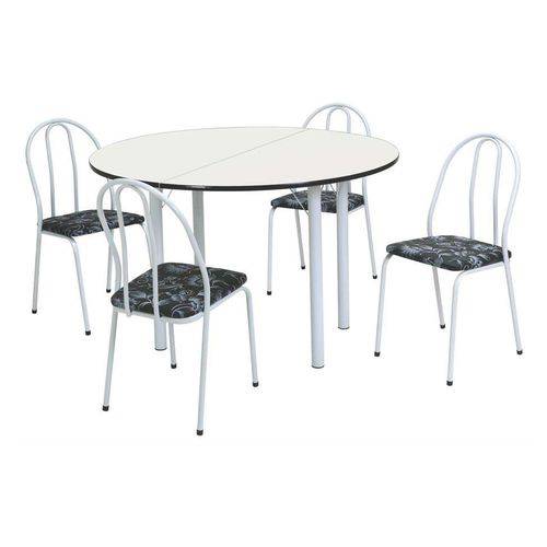 Tamanhos, Medidas e Dimensões do produto Conjunto de Mesa com 4 Cadeiras Raquel Corino Branco e Preto - Única