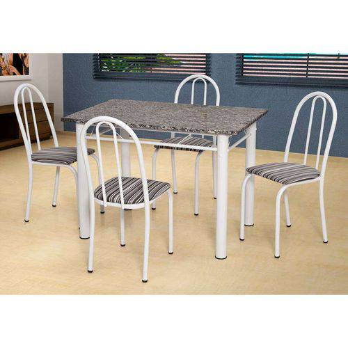 Tamanhos, Medidas e Dimensões do produto Conjunto de Mesa com 4 Cadeiras Sara Branco e Preto Listrado