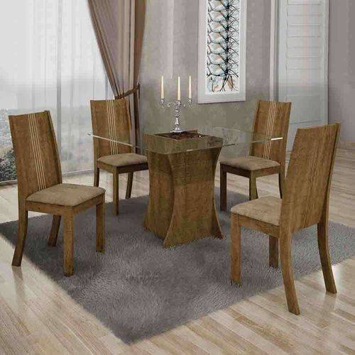 Tamanhos, Medidas e Dimensões do produto Conjunto de Mesa com 4 Cadeiras Vitória Suede Ypê e Capuccino