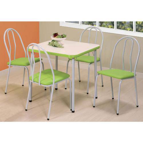 Tamanhos, Medidas e Dimensões do produto Conjunto de Mesa com 4 Cadeiras Zuka Branco e Verde - Única