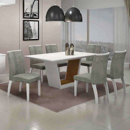 Tamanhos, Medidas e Dimensões do produto Conjunto de Mesa com 6 Cadeiras Alemanha I Branco e Cinza