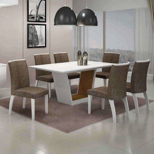 Tamanhos, Medidas e Dimensões do produto Conjunto de Mesa com 6 Cadeiras Alemanha I Branco e Marrom