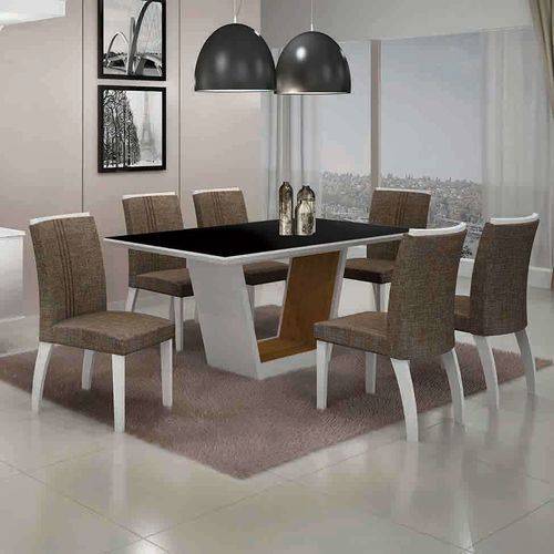 Tamanhos, Medidas e Dimensões do produto Conjunto de Mesa com 6 Cadeiras Alemanha Iii Branco e Marrom