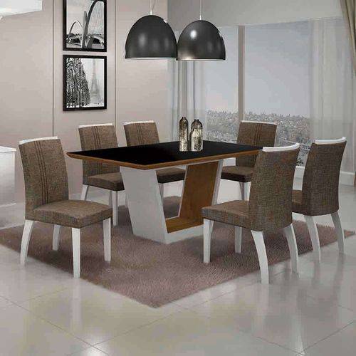 Tamanhos, Medidas e Dimensões do produto Conjunto de Mesa com 6 Cadeiras Alemanha Iv Branco e Marrom